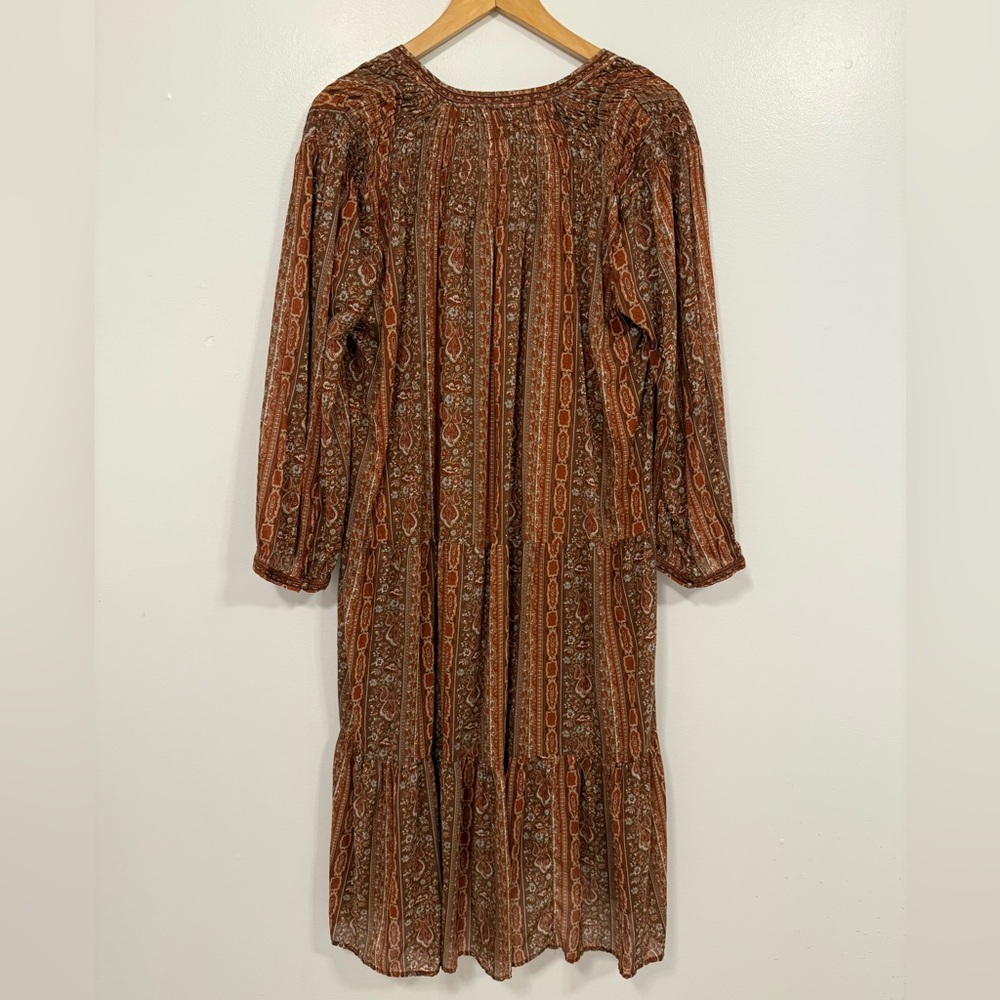 Doen Normandy Dress Earth Mandevilla Vine Floral Paisley L - Picture 12 of 16